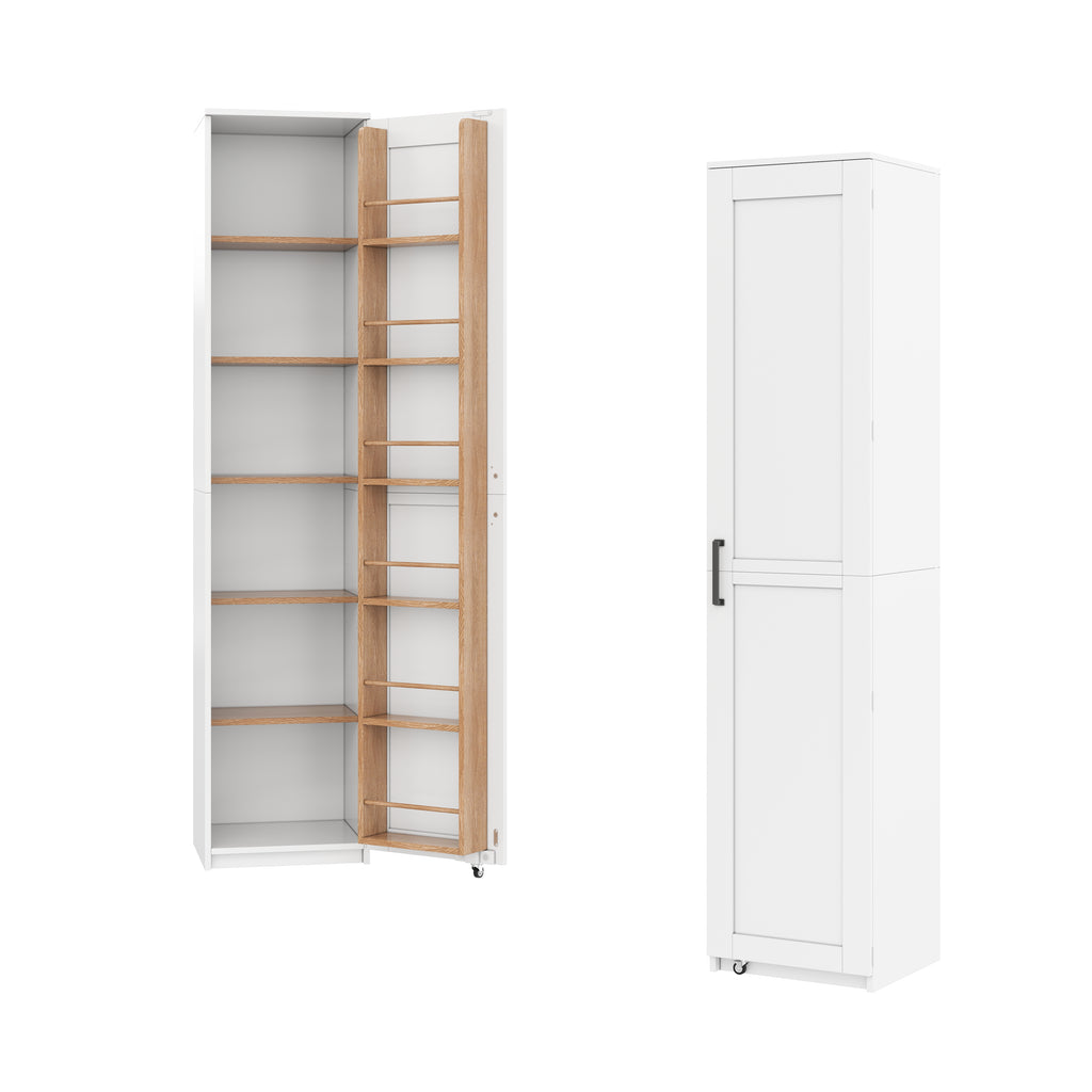 Armario de cocina, armario alto de almacenamiento con soportes para puertas y baldas ajustables, armario de provisiones para el salón, comedor y baño, 40 × 40× 183 cm