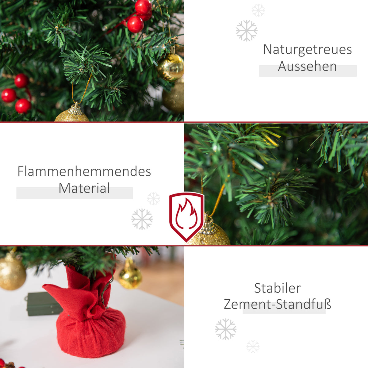 Árbol de Navidad pequeño, Mini árbol de Navidad con bayas de cardo, bolas y luces LED, decoración para mesa de color verde PVC ∅40 x 60 cm
