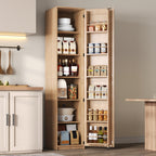 Armario de cocina, armario de almacenamiento alto con soportes para puertas y tabiques de empotramiento ajustables, armario de provisiones para salón, comedor y baño, 40 × 40× 183 cm