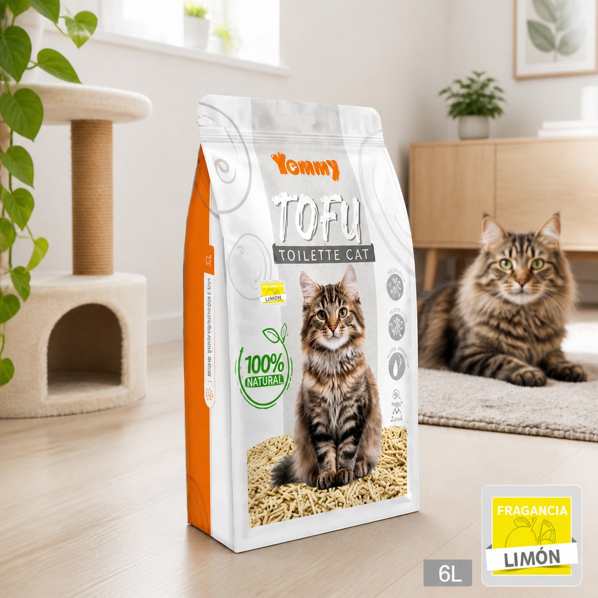 Yummy Tofu Katzenstreu mit Zitronenduft, 6L