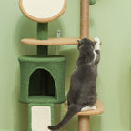 Arbol de gatos de 139 cm con cueva para gatos, pelota de juego, árbol de gatos con postes de rascar, para gatos de hasta 5 kg, color verde