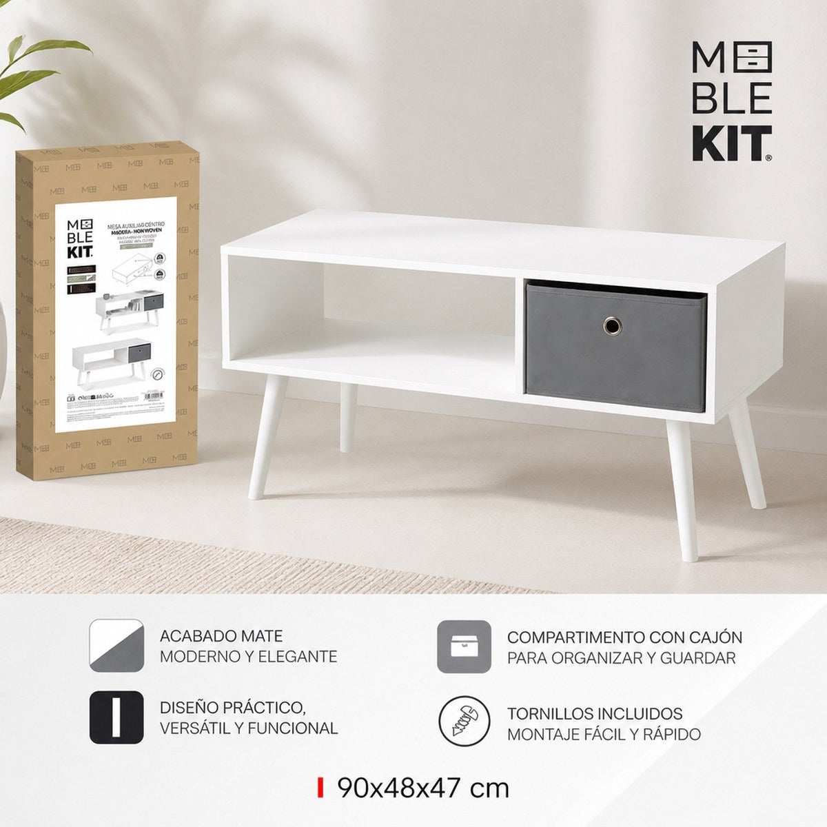 Weißer TV-Schrank mit Aufbewahrungsschublade