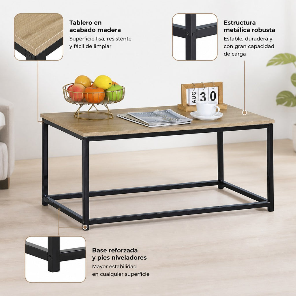 Couchtisch mit Metallrahmen im modernen Industrial-Stil