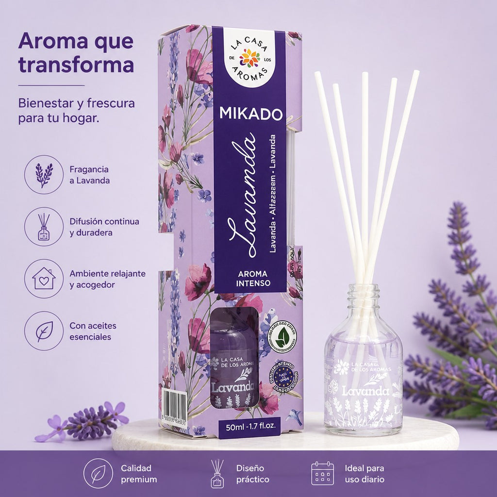 Mikado Lavendel Reed-Diffuser, 50ml von La Casa de los Aromas
