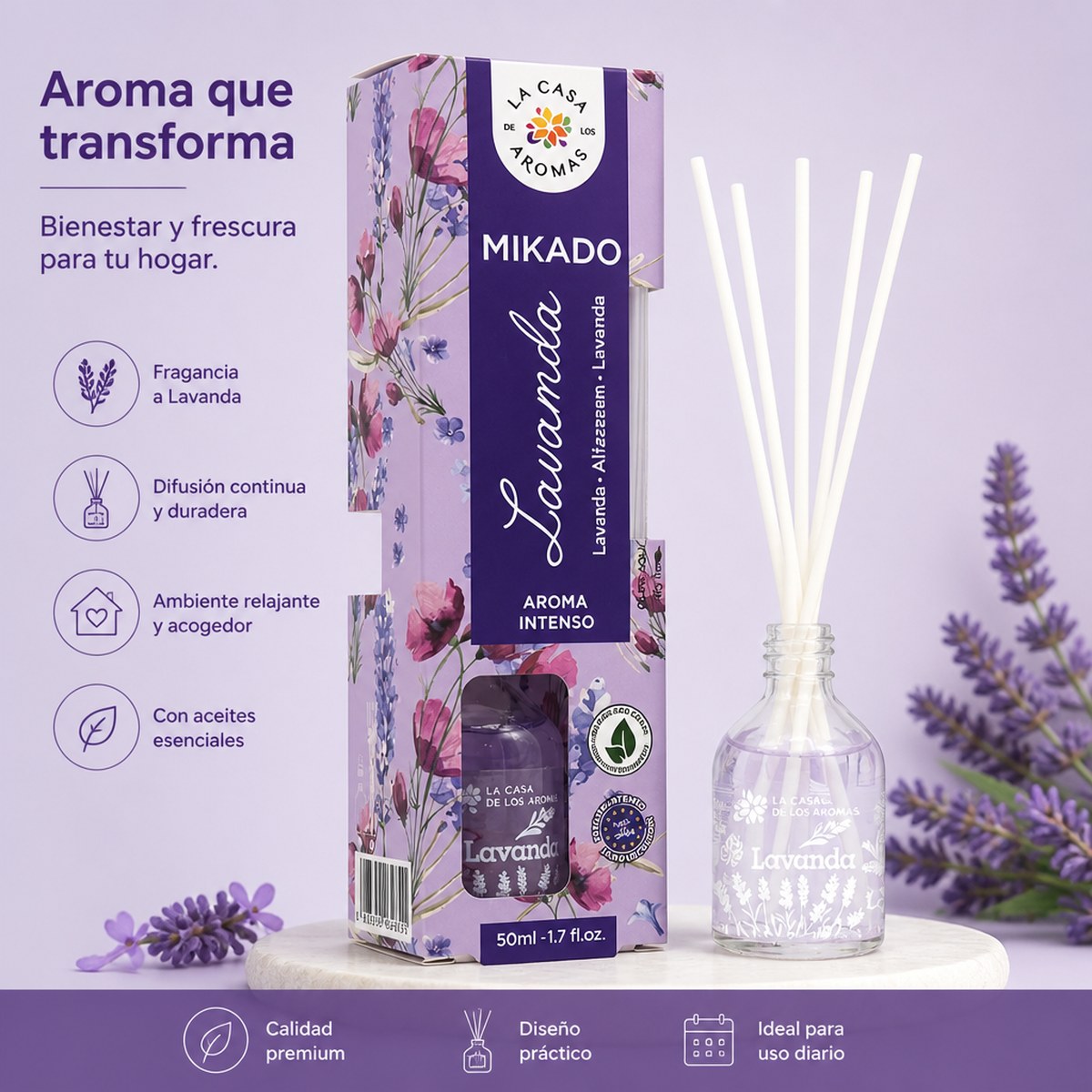 Mikado Lavendel Reed-Diffuser, 50ml von La Casa de los Aromas