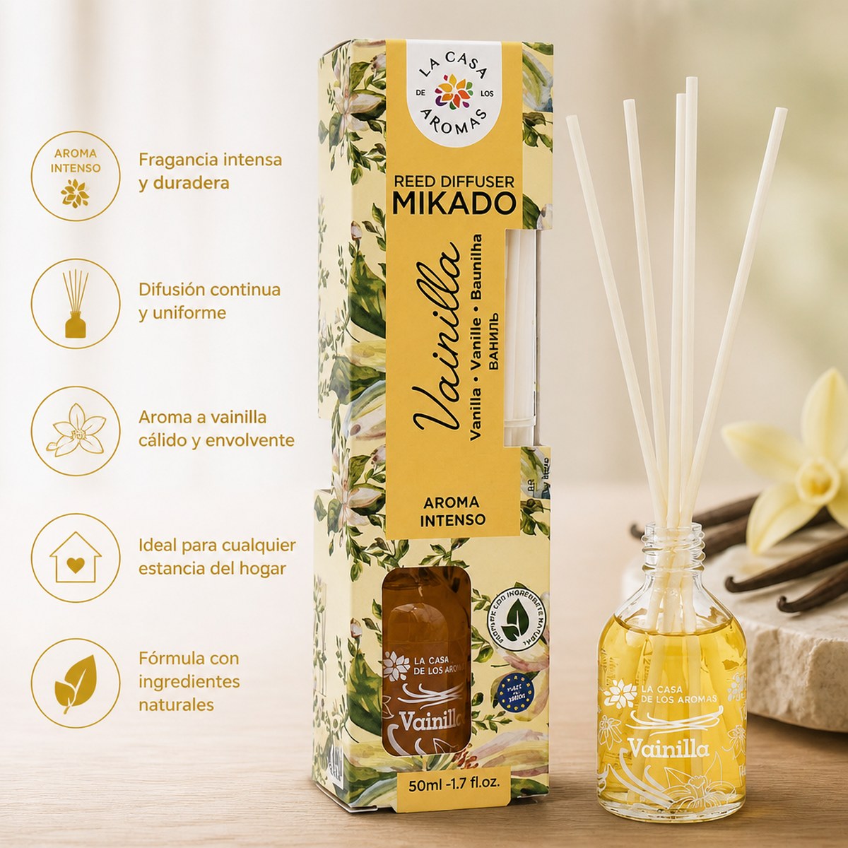 La Casa de los Aromas Raumduft mit Vanille-Duftstäbchen, 50 ml