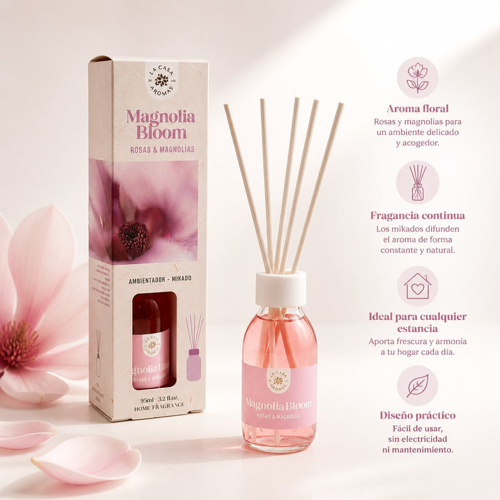 Mikado Raumduft Magnolia Bloom La Casa de los Aromas | 95 ml | Rosen & Magnolien | Zuhause