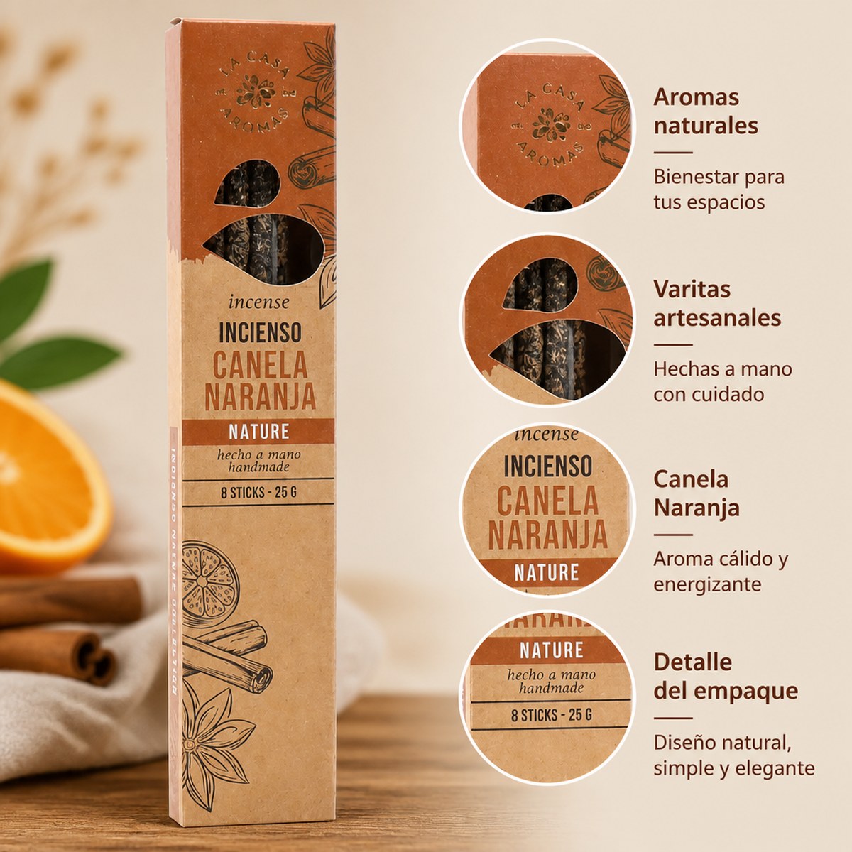Räucherstäbchen Zimt Orange Natur