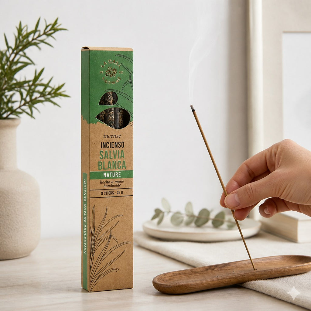 Handgefertigter weißer Salbei-Räucherstäbchen (8 Stäbchen)