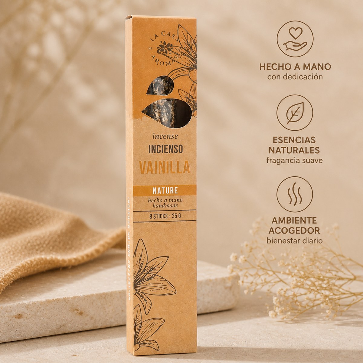 Räucherstäbchen Vanille Natur La Casa de los Aromas