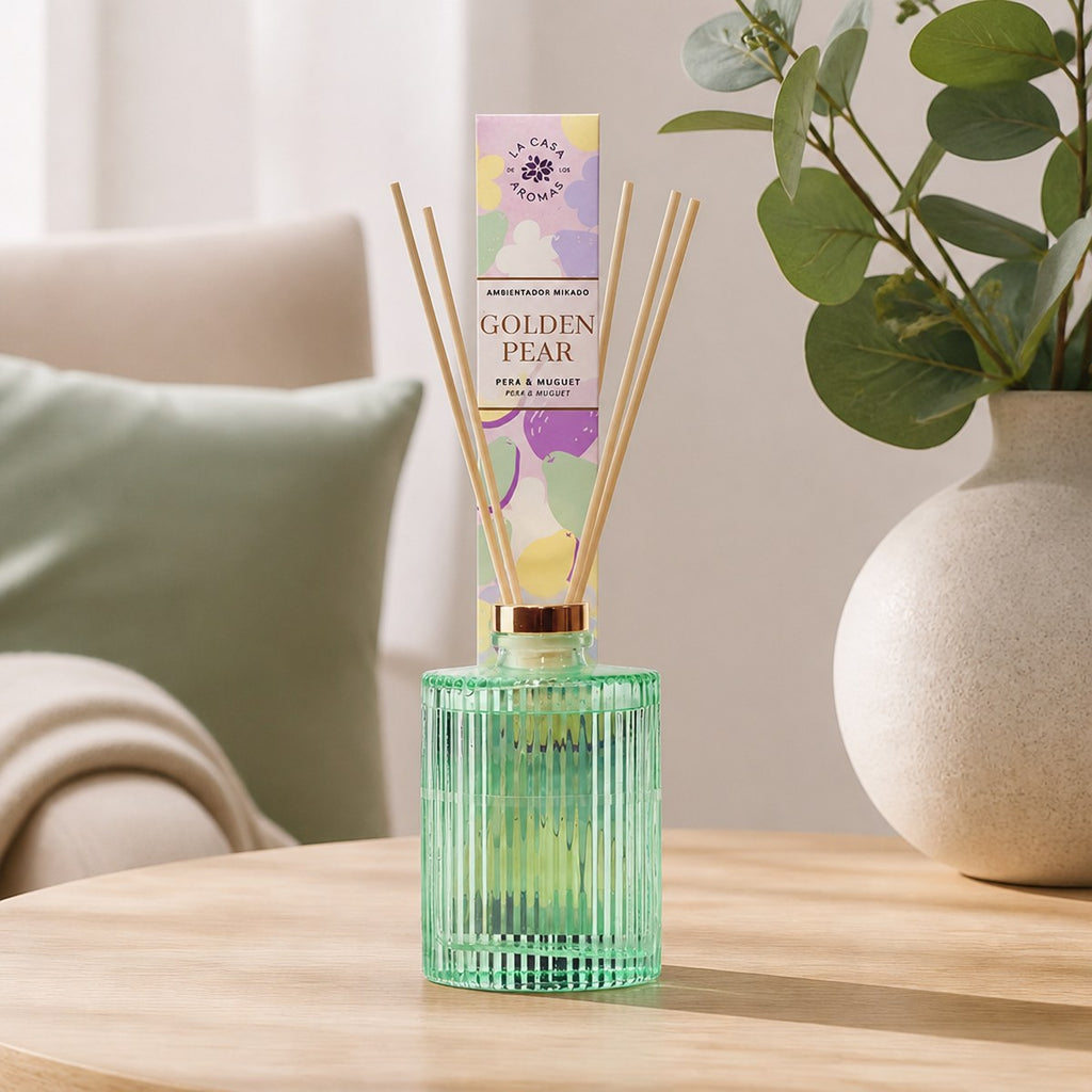Mikado Lufterfrischer Golden Pear La Casa de los Aromas | Birne & Maiglöckchen | Glasflasche | Zuhause