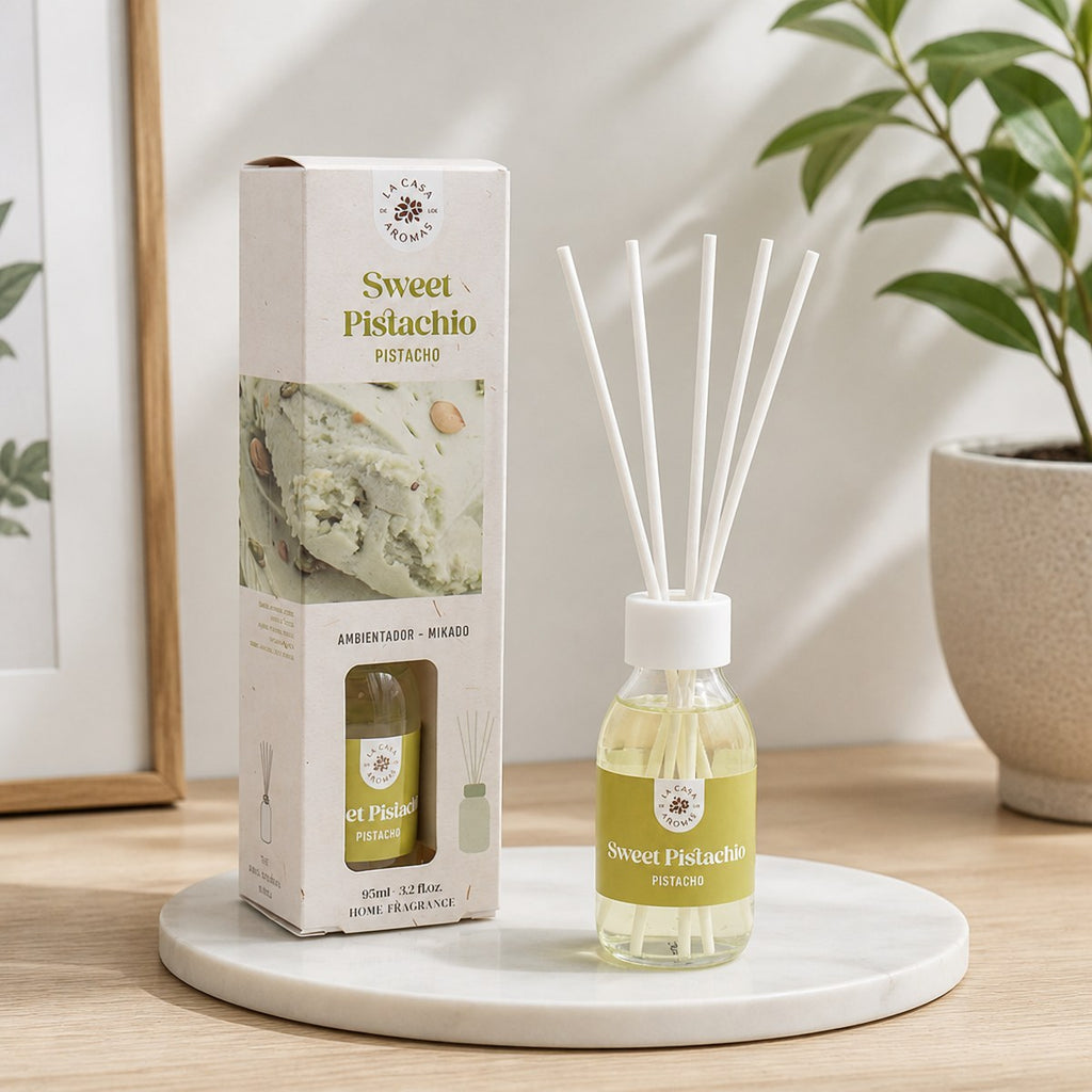 Mikado Lufterfrischer Sweet Pistachio La Casa de los Aromas | 95 ml | Duft Süße Pistazie | Zuhause