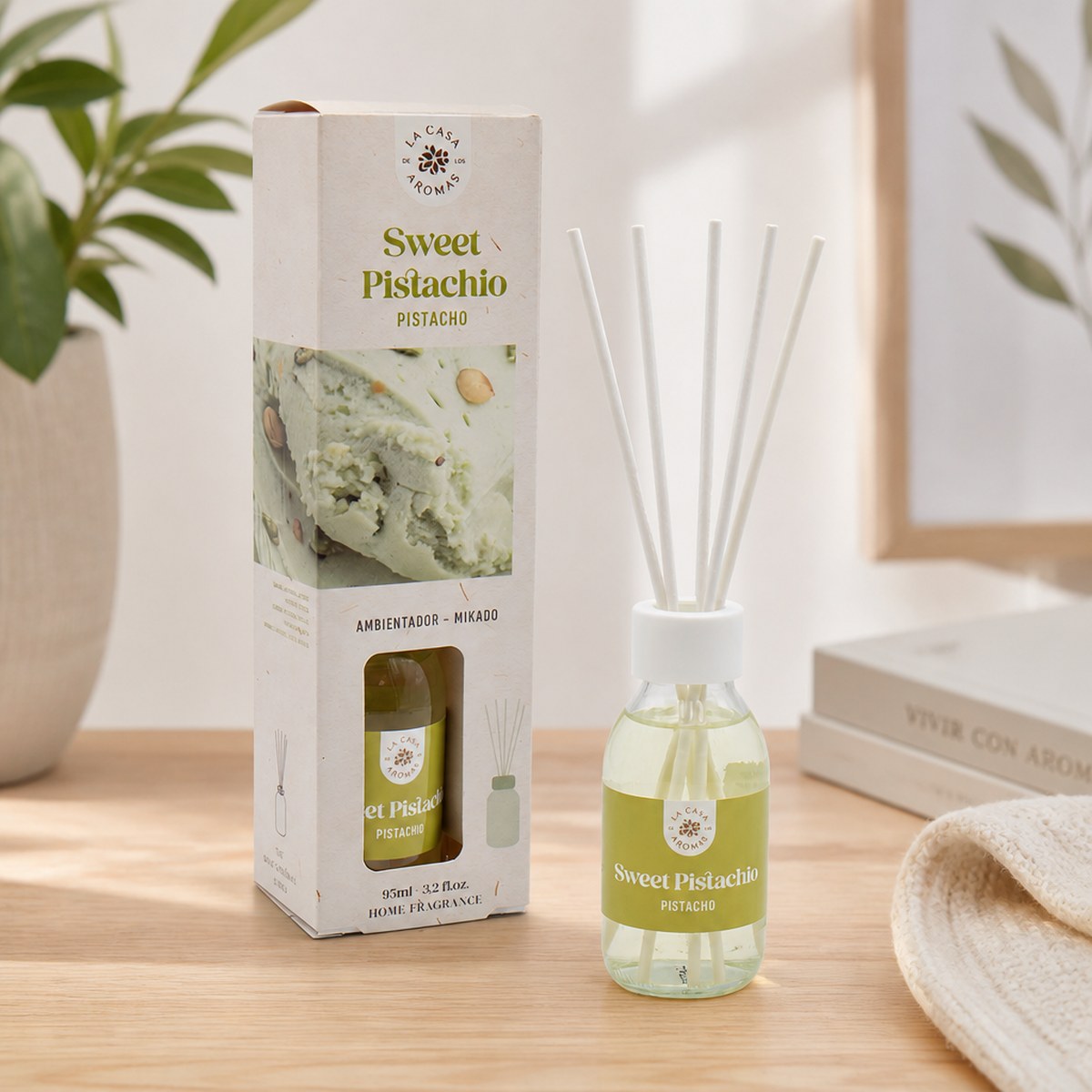 Mikado Lufterfrischer Sweet Pistachio La Casa de los Aromas | 95 ml | Duft Süße Pistazie | Zuhause