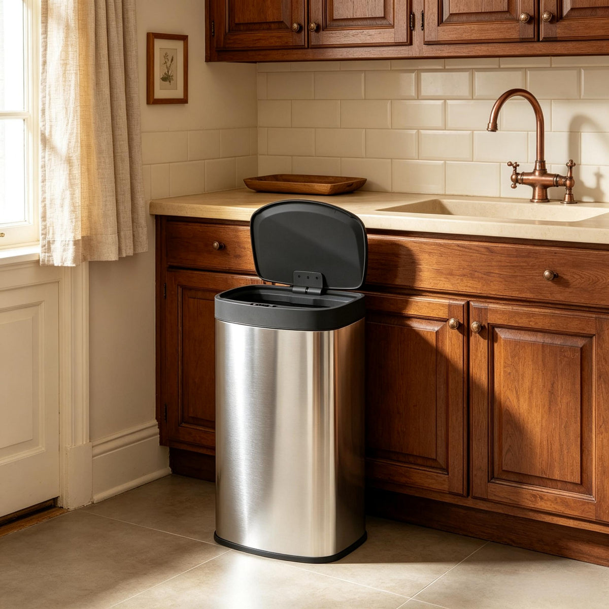 Basurero automático de cocina de 55L de acero inoxidable con tapa Soft-Close
