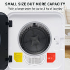 Secador de ropa, secador de acero inoxidable, 3 kg, hasta 4,5 kg en realidad, 830 W, filtración múltiple, 5 programas. Protección contra sobrecalentamiento, montable en la pared [Clase de energía G]
