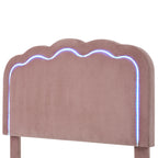 Cama con Colchón LED Individual 90 x 190cm, Base de Cama con Armazón de Latas y Parte Superior de Cabeza Ajustable, Cama Con Colchón en Rosa, Armazón de Cama para Habitación de Dormir, Habitación de Huéspedes - Seda