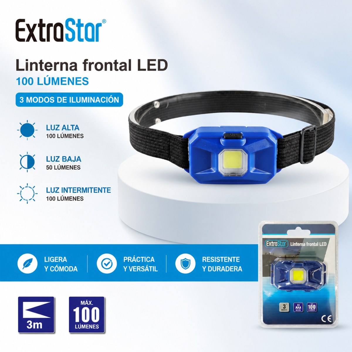 LED-Stirnlampe ExtroStar, 100 Lumen