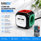 ExtraStar Steckdosenleiste Cube | 4 Steckdosen + 2 USB | 1,5 m Kabel | Zuhause und Büro