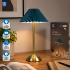 Vintage plissierte wiederaufladbare Schreibtischlampe – Petrolblau