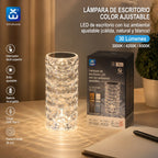 Wiederaufladbare LED-Schreibtischlampe mit Kristalleffekt und einstellbarer Farbe