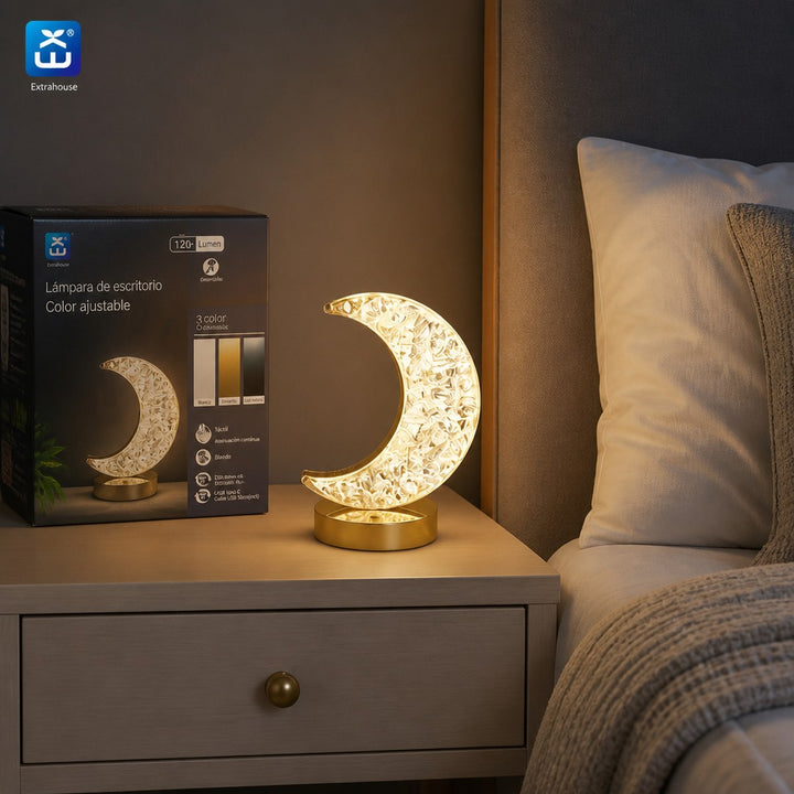 Extrahouse Crescent Moon Kristall LED Tischlampe, 3-farbig dimmbar per Berührung
