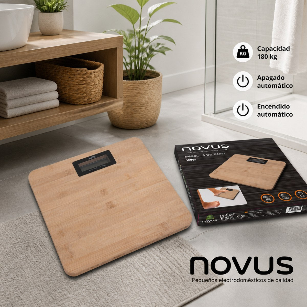 Novus digitale Personenwaage mit Bambusoberfläche