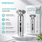 Elektrorasierer Pritech RSM-2574 abwaschbar | 3 schwimmende Scherköpfe | Digitalanzeige | Aluminium