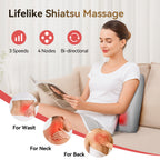 Cabezal de masaje shiatsu 3D con función de calor, masajeador portátil de 12V para el cuello y hombros, masajeador eléctrico para el dorso para uso en el hogar, oficina y automóvil, 12W de potencia
