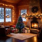 Árbol de Navidad artificial iluminado con fibra óptica multicolor, 90 ramas y pié de soporte estable, decoración navideña festiva para el interior. Decoración navideña para el hogar (solo con árbol de Navidad)