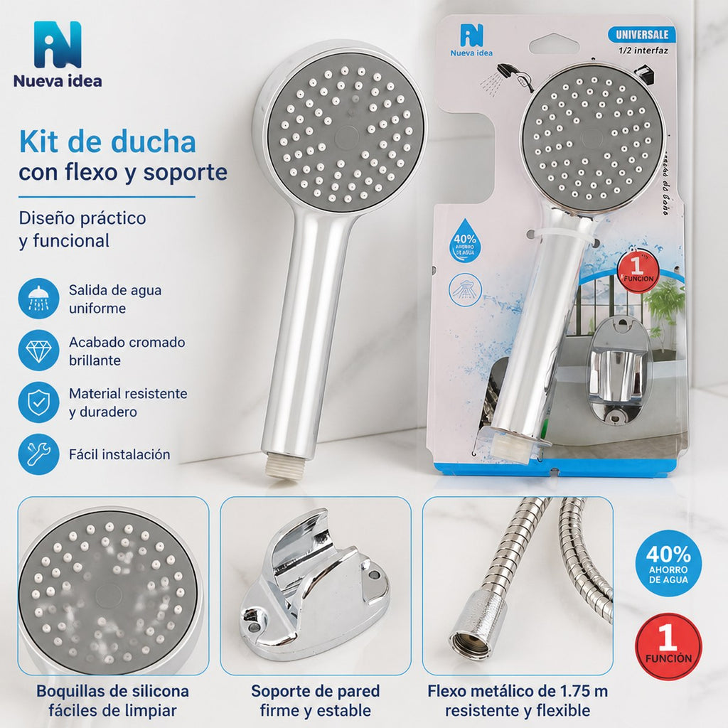 Dusch-Set New Idea mit grauem Hintergrund und weißen Punkten