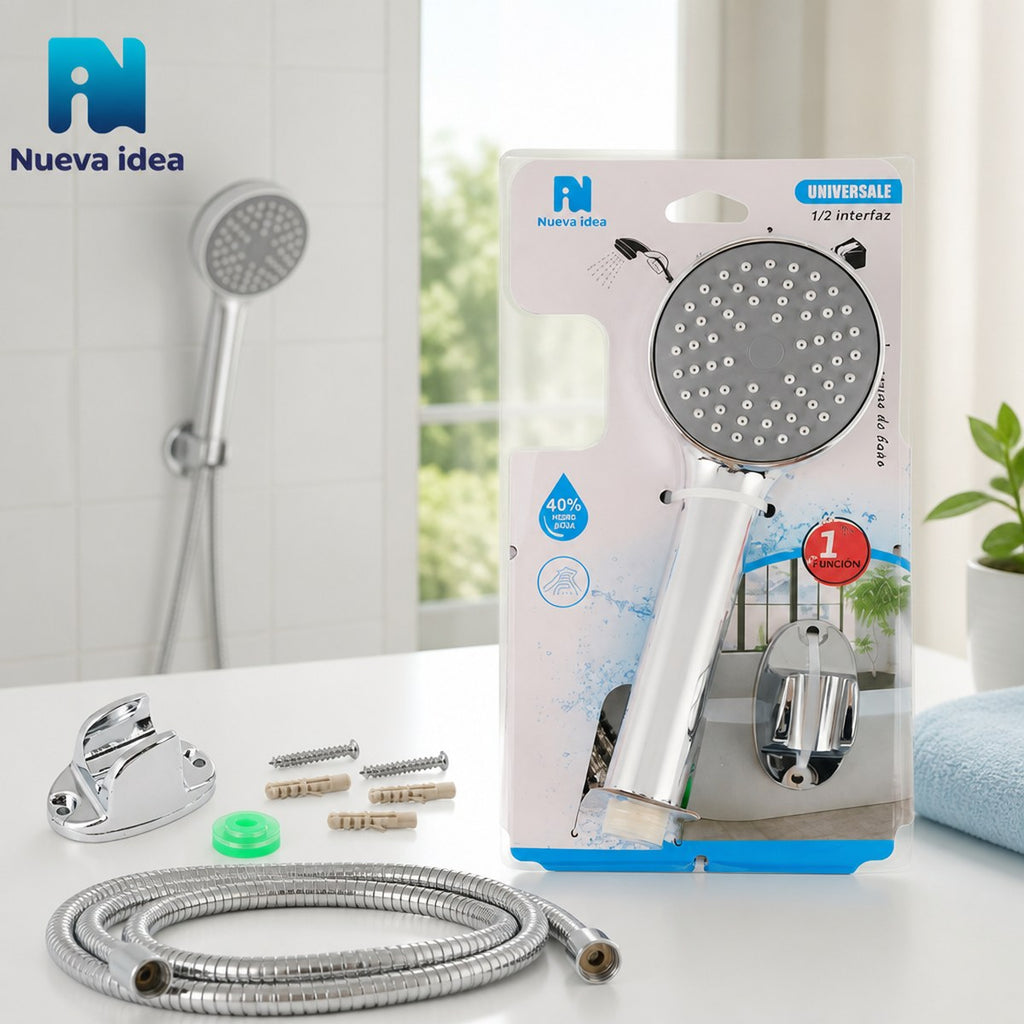Dusch-Set New Idea mit grauem Hintergrund und weißen Punkten