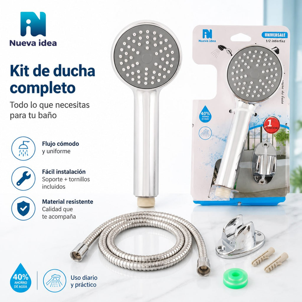 Dusch-Set New Idea mit grauem Hintergrund und weißen Punkten