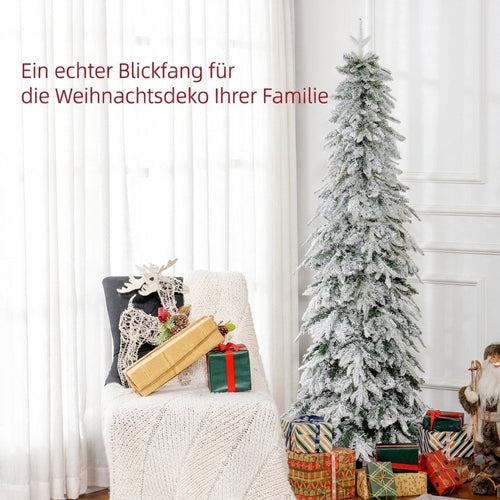 Künstlicher Weihnachtsbaum 180 cm, realistischer Weihnachtsbaum mit 600 dichten Zweigen, Kunstschnee und automatischem Aufklappsystem