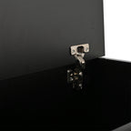Mesón de salón de 70*70*38cm, Mesón de café elevador con tira de luz LED, Sofático con 1 cajón, Mesón auxiliar de alta brillantez con espacio de almacenamiento oculto y puertas con abertura superior, Negro