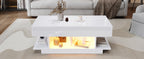 Mesón de Sofá con Luz LED y Placa Elevable – 98×45×40 cm, Blanco con Almacenamiento Oculto