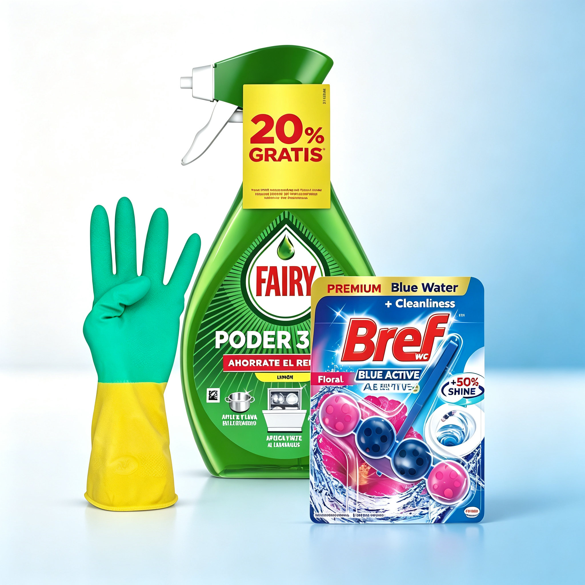 Haushaltsreinigungsset - Mehrzweckspray + WC-Reiniger + Handschuhe