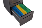 Caja de archivos móvil de 3 cajones para debajo de la mesa de oficina, negra. Almacenamiento moderno y versátil para archivos legales/cartas/A4, diseño anti-derrumbe con 5 ruedas, acero laminado frío, resistente al agua y a la humedad