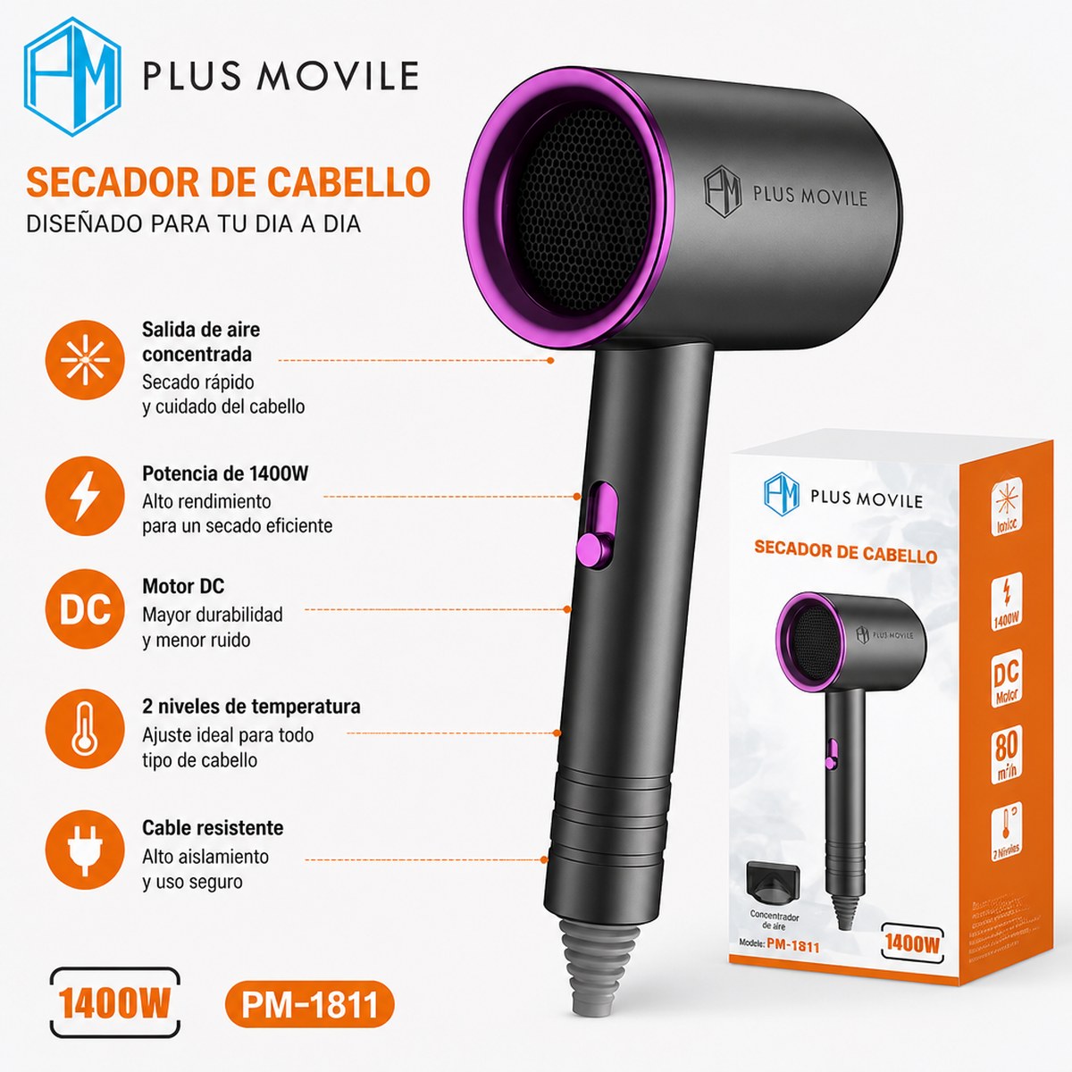Haartrockner Fashion PLUS MOBILE 1400W