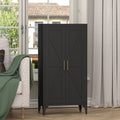 Gabinet de almacenamiento metálico de dos puertas ajustable para despensa de cocina, gabinete para el salón, comedor y oficina, negro