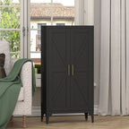 Gabinet de almacenamiento metálico de dos puertas ajustable para despensa de cocina, gabinete para el salón, comedor y oficina, negro