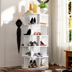 Rack para zapatos, ángulo giratorio, redondo blanco, 5 niveles, altura 115 cm, ancho 60 cm