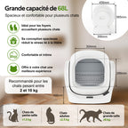 Toaleta automática inteligente para gatos con control por App, 68L de espacio interior, 8L de contenedor de desechos, caja de aromaterapia, seguridad infrarroja, para 1–2 gatos, auto - limpiante, silenciosa, segura para niños