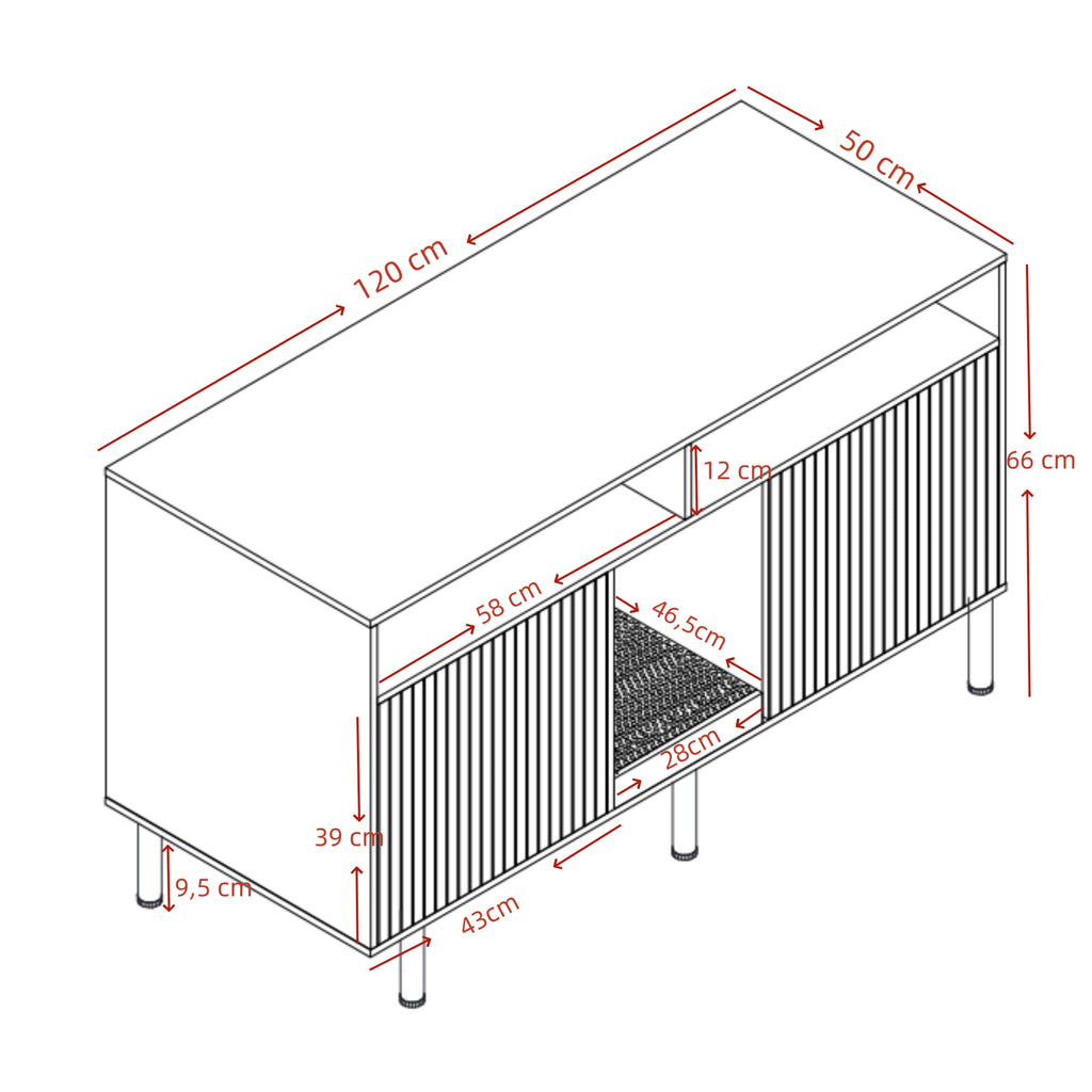 Katzentoiletten-Schrank/Katzenstreuwanne-Schrank con Alfombra de Cojín para Arena, Armario para Mascotas con Soporte, Sideboard/TV Stand para Mascotas, sin Baño para Gato, 120x50x66cm, Blanco