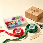 Geschenkdekorationsset – Satinbänder und Perlen zum Einpacken