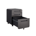 Caja de archivos móvil de 3 cajones para debajo de la mesa de oficina, negra. Almacenamiento moderno y versátil para archivos legales/cartas/A4, diseño anti-derrumbe con 5 ruedas, acero laminado frío, resistente al agua y a la humedad