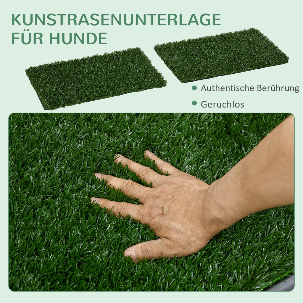 Toaleta para mascotas con 2 mantas de hierba, tabletilla para el entrenamiento en la cacerola, toaleta para cachorros Indoor Outdoor, verde 67 x 41 cm
