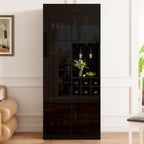 Vitrina con iluminación LED controlable por App, armario de cristal con puertas de cristal, estante para vinos y espacio de almacenamiento, armario para el salón