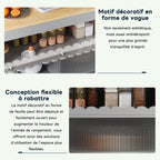 122 x 46(69) x 91 cm, Cocina con isla plegable, Mesón de trabajo de madera de roble, Puertas correderas de cristal templado, Tableros de empotramiento ajustables, Anclaje para toallas, Gran Cocina con isla