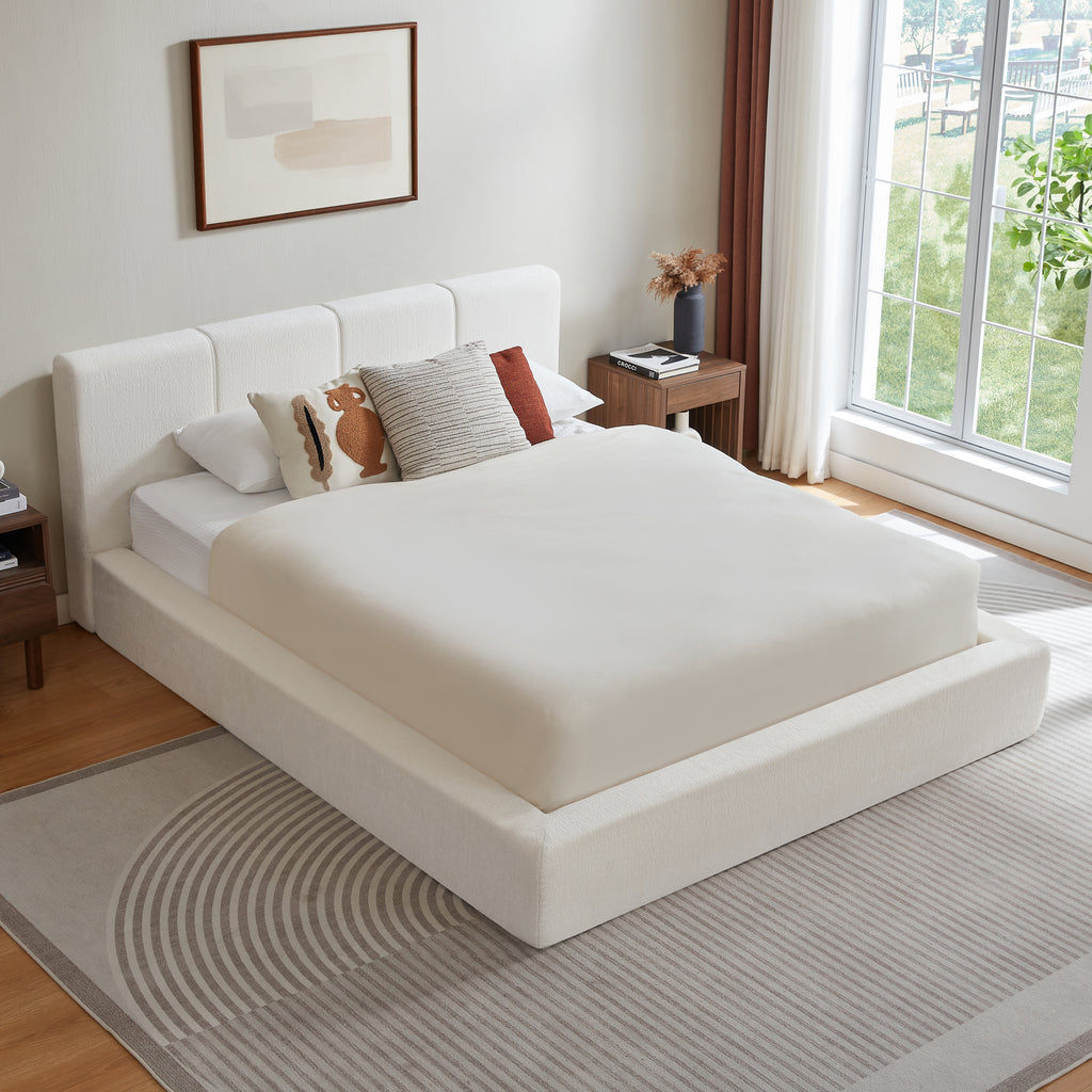 Cama de 160x200 cm con cabeza con relleno, armazón de acero reforzado, sin boxspring: montaje sencillo, alta estabilidad, no incluye colchón.
