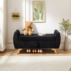 Banco de silla plegable con espacio de almacenamiento y patas de madera – 145×51×57 cm, para dormitorio, sala de estar y pasillo